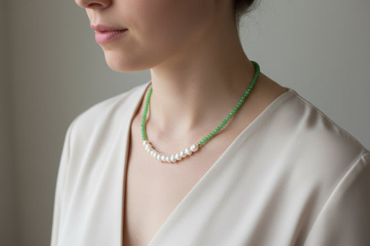 Armonia del Corazon Amazonite Collection (light green with pearl necklace)