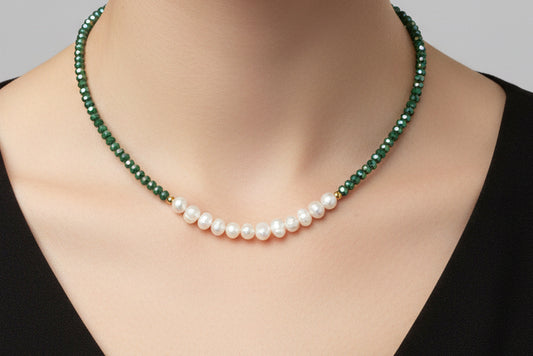 Corazon Sereno  a Rose Quartz Collection (collar con perla y cristal)