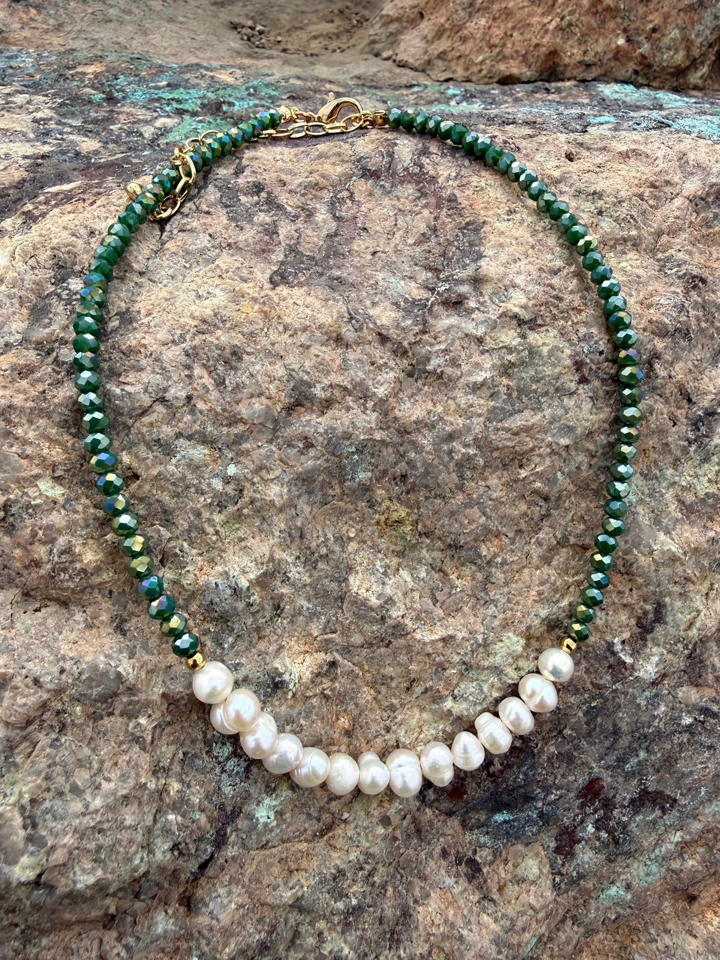 Corazon Sereno  a Rose Quartz Collection (collar con perla y cristal)