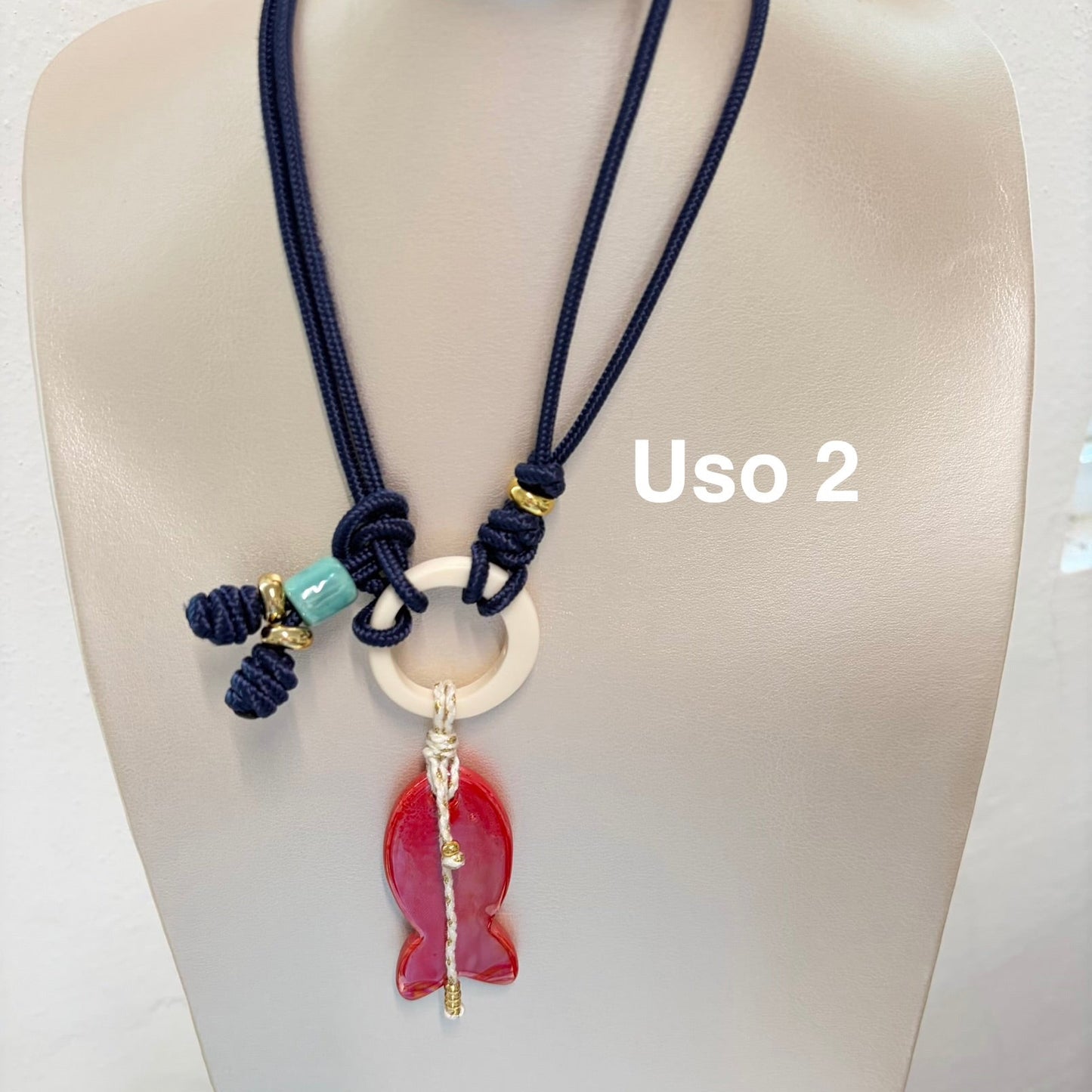 Collar 3 en 1 ( azul marino, pez rojo)
