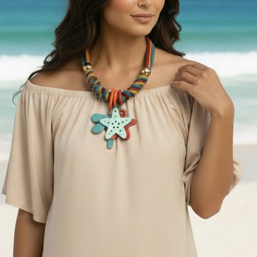 Collar Bahia encantada- #25☀️5 collares en 1☀️charms removible🐟puedes mojarlo