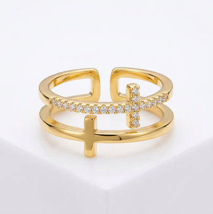 Sortija multiples cruces 18k plated