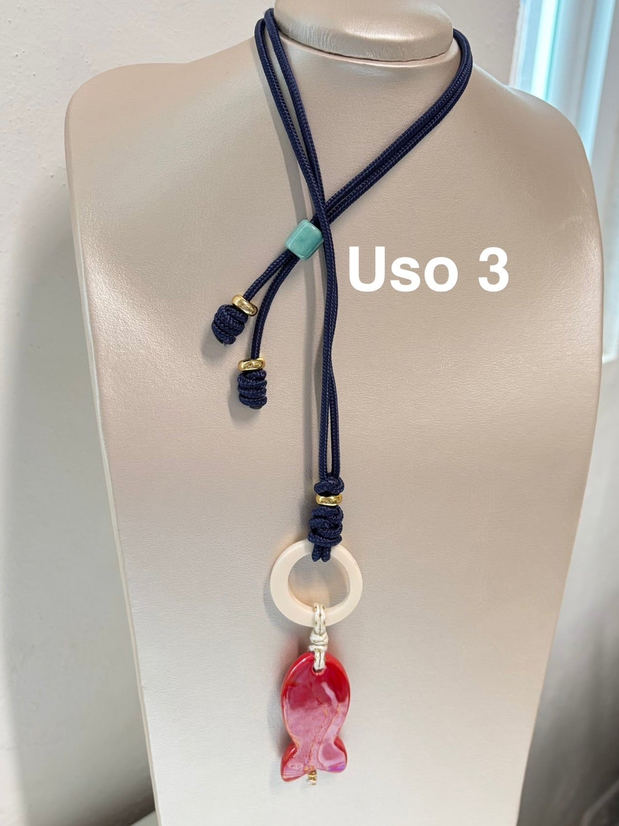Collar 3 en 1 ( azul marino, pez rojo)