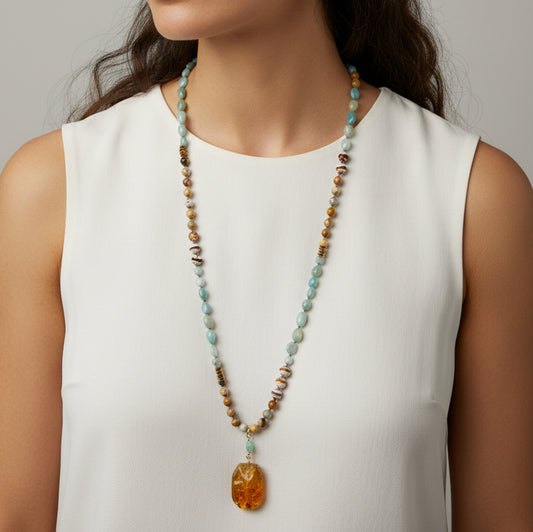 Collar Largo anudado Alma  Mineral