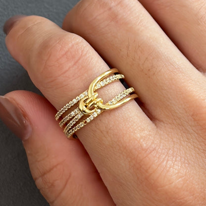 Sortija ajustable con zirconia 18k plated