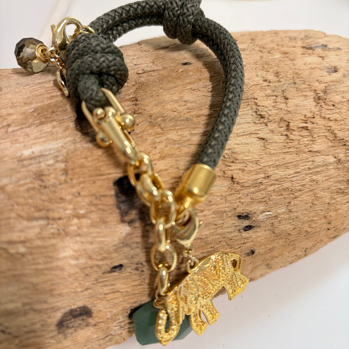 Pulsera Golden Safari #7 verde militar - Safari Collection