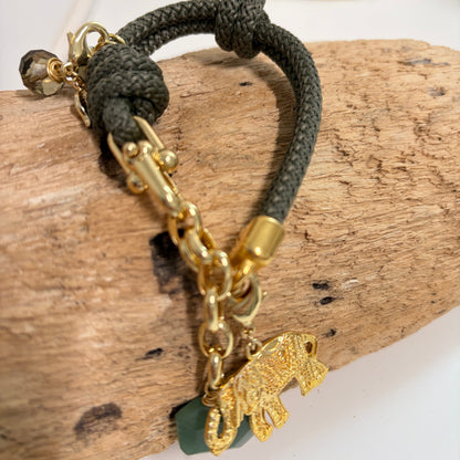 Pulsera Golden Safari #7 verde militar - Safari Collection