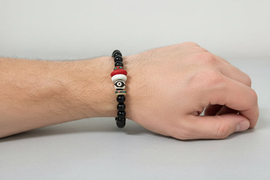 Pulsera en Onyx y agata Tibetana