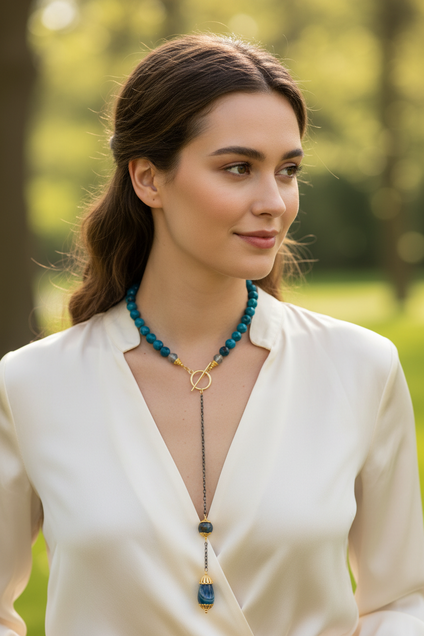 Collar largo azul imperial