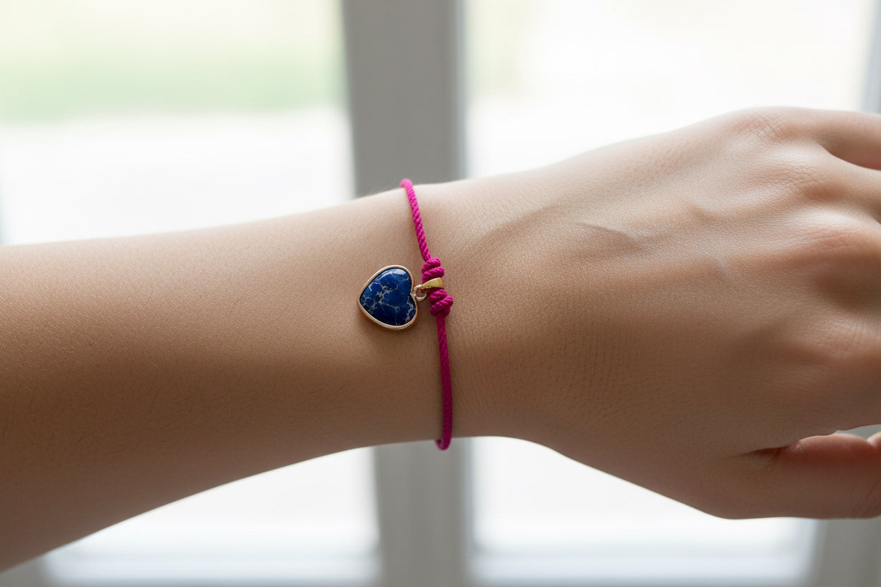 Jasper blue heart bracelet