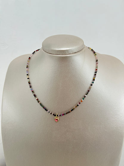 2mm different color heart necklace