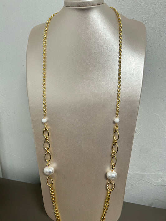 21 inches gold pearl necklace