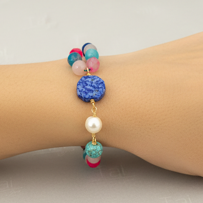 Pulsera en ágata y lapis lazuli