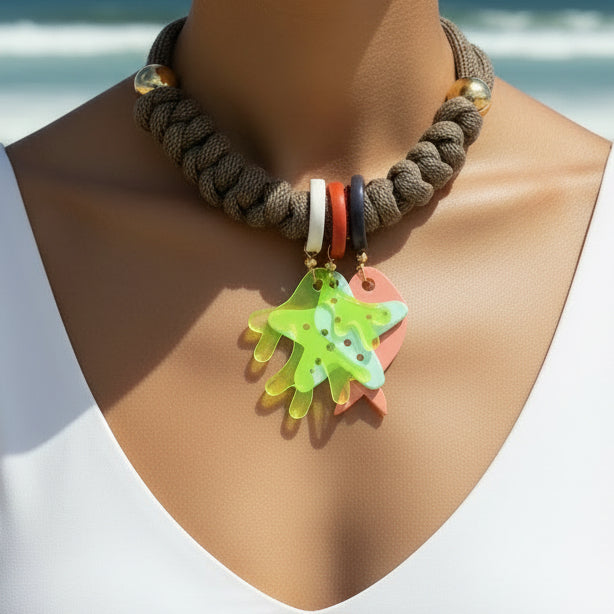 Collar Bahia encantada- # 15☀️5 collares en 1☀️charms removible🐟puedes mojarlo