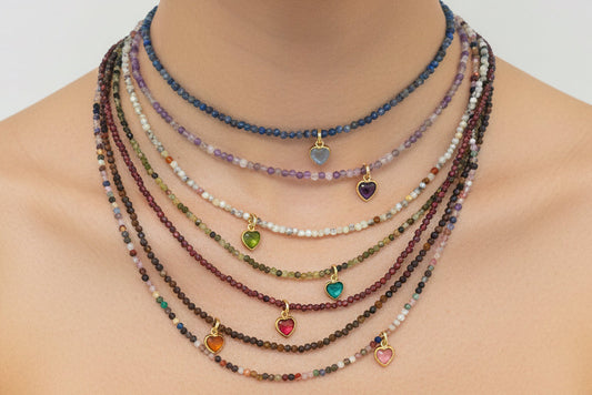 2mm different color heart necklace