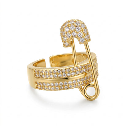Pave ring with safety pin