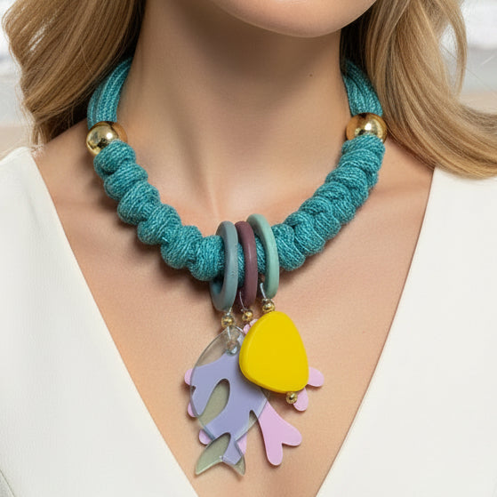Collar Bahia encantada- #30☀️5 collares en 1☀️charms removible🐟puedes mojarlo