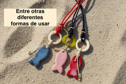 Collar 3 en 1 ( azul marino, pez rojo)