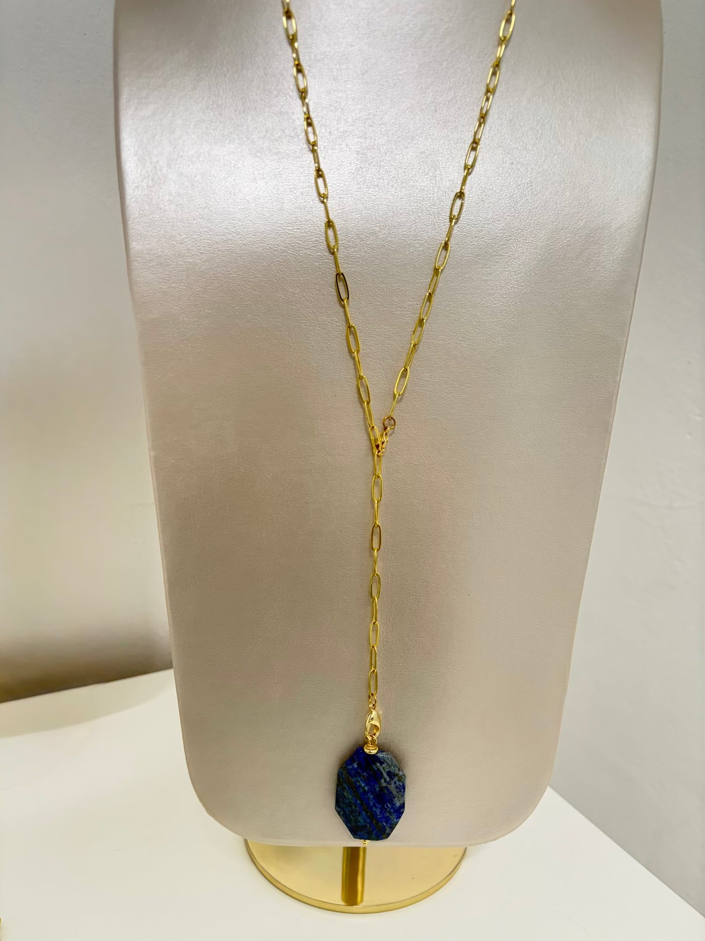 Collar adjustable largo con Lapis Lazuli