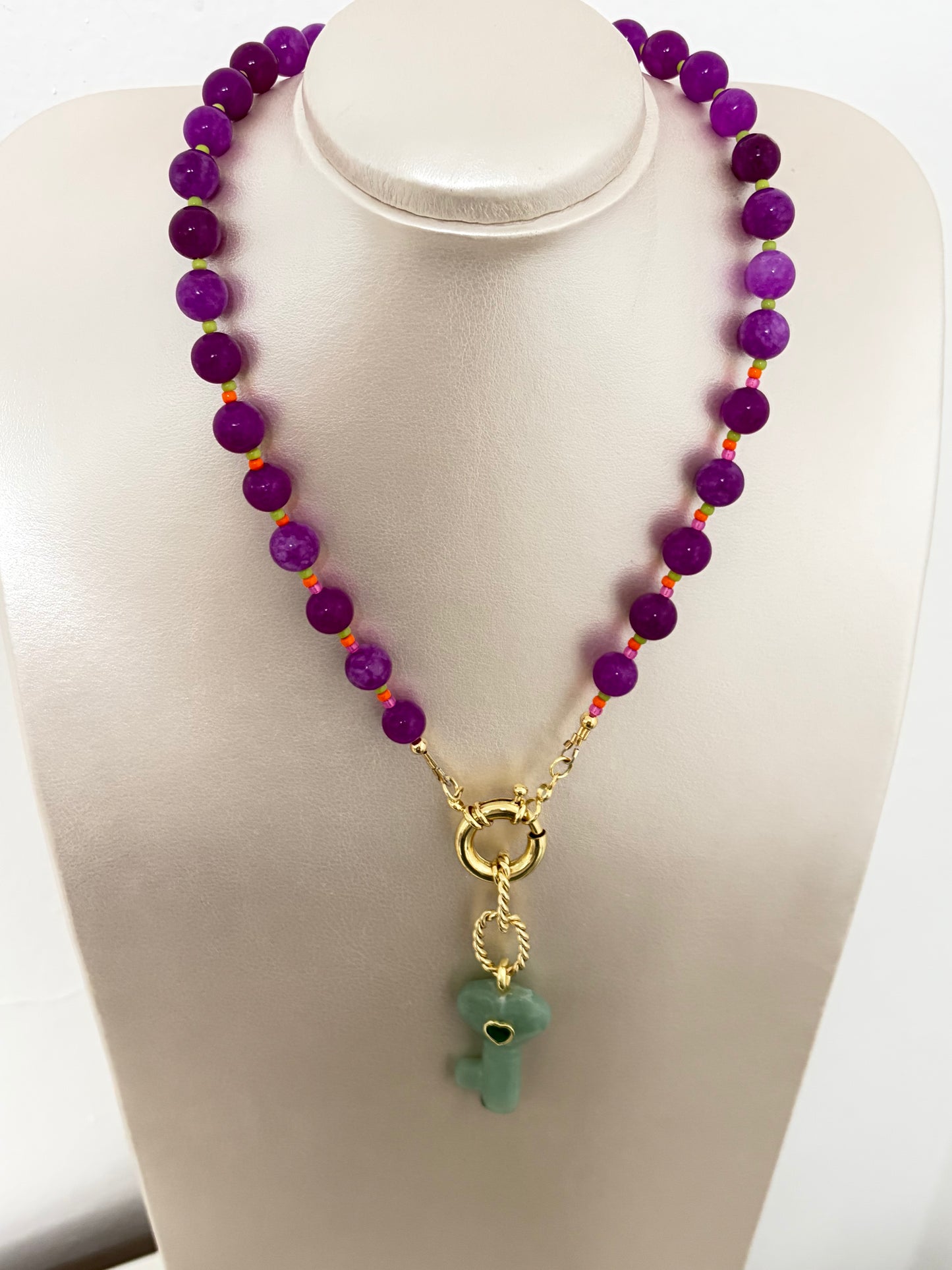 Collar llave de abundancia (jade y amazonita)