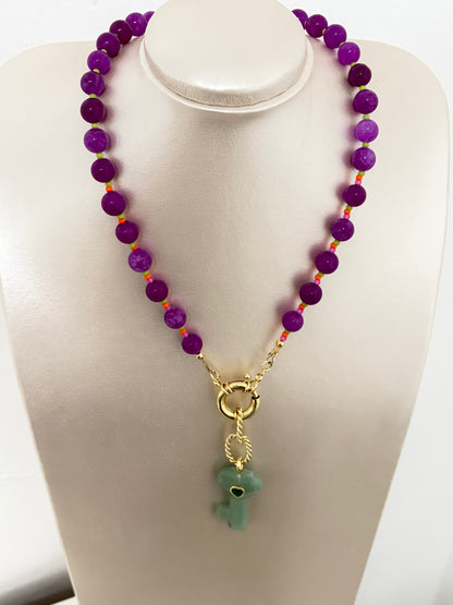 Collar llave de abundancia (jade y amazonita)
