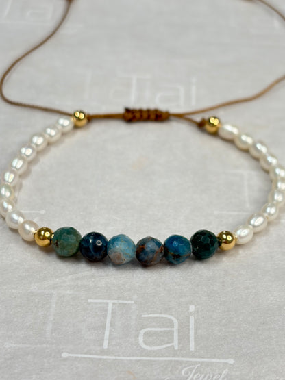 Pulsera de la creatividad y el enfoque (en apatite y Perla de agua dulce)