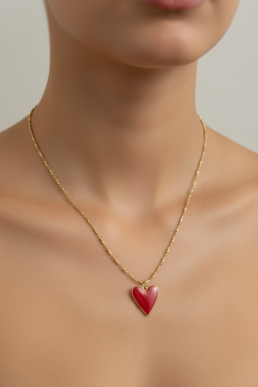 Red Heart charm necklace