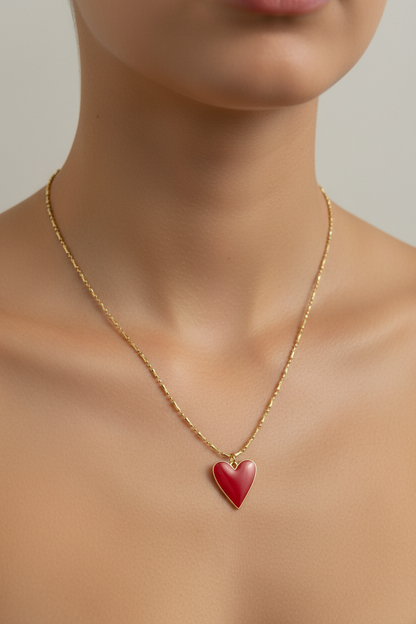 Red Heart charm necklace