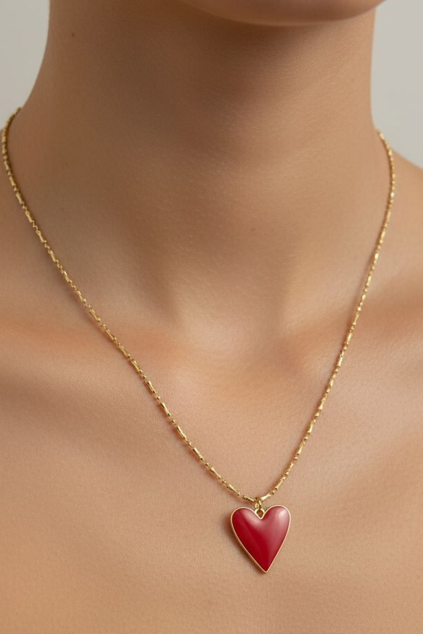 Red Heart charm necklace