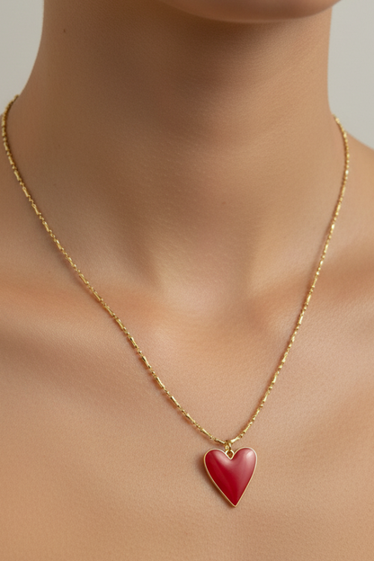 Red Heart charm necklace
