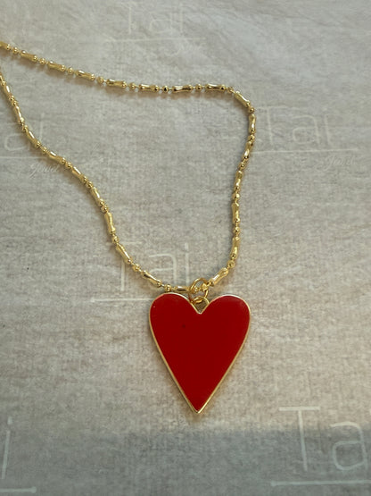 Red Heart charm necklace