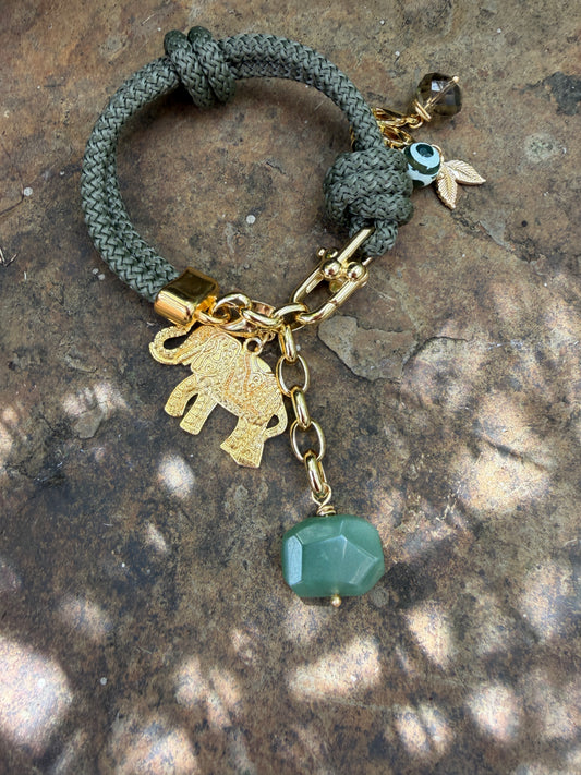 Pulsera Golden Safari #7 verde militar - Safari Collection