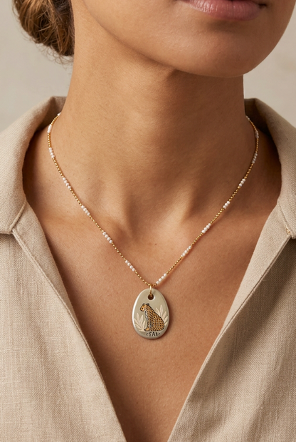 Collar en cadena 16” mas extensor- Safari collection