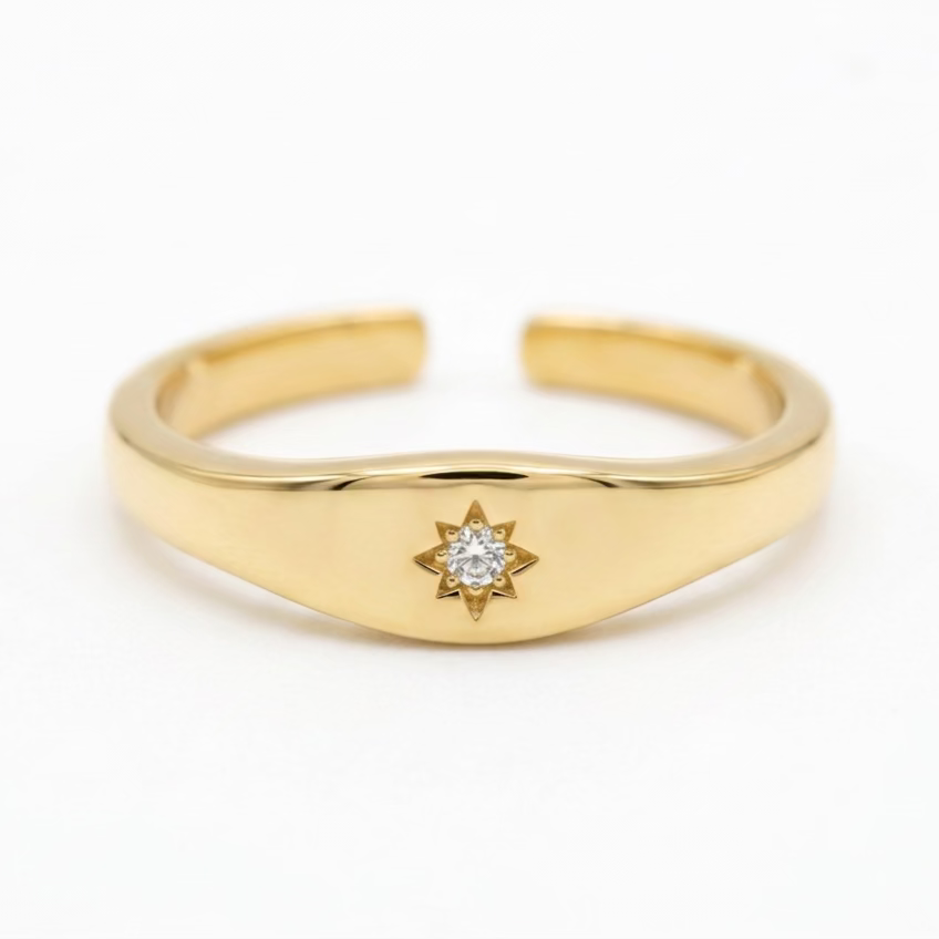 Sortija con estrella ajustable 18k plated