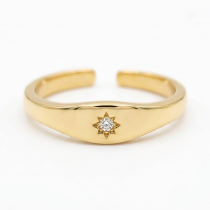 Sortija con estrella ajustable 18k plated