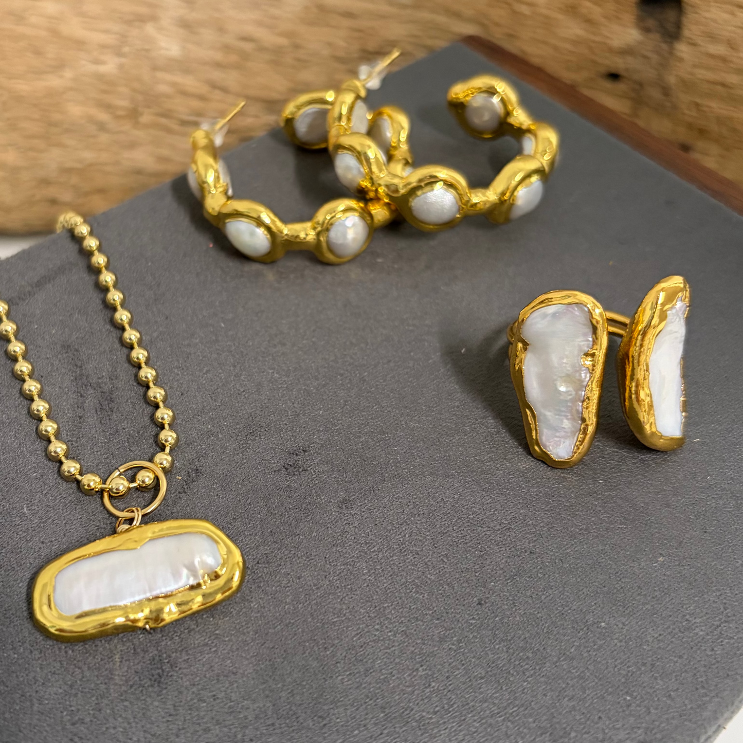 Perla de agua dulce 18k plated