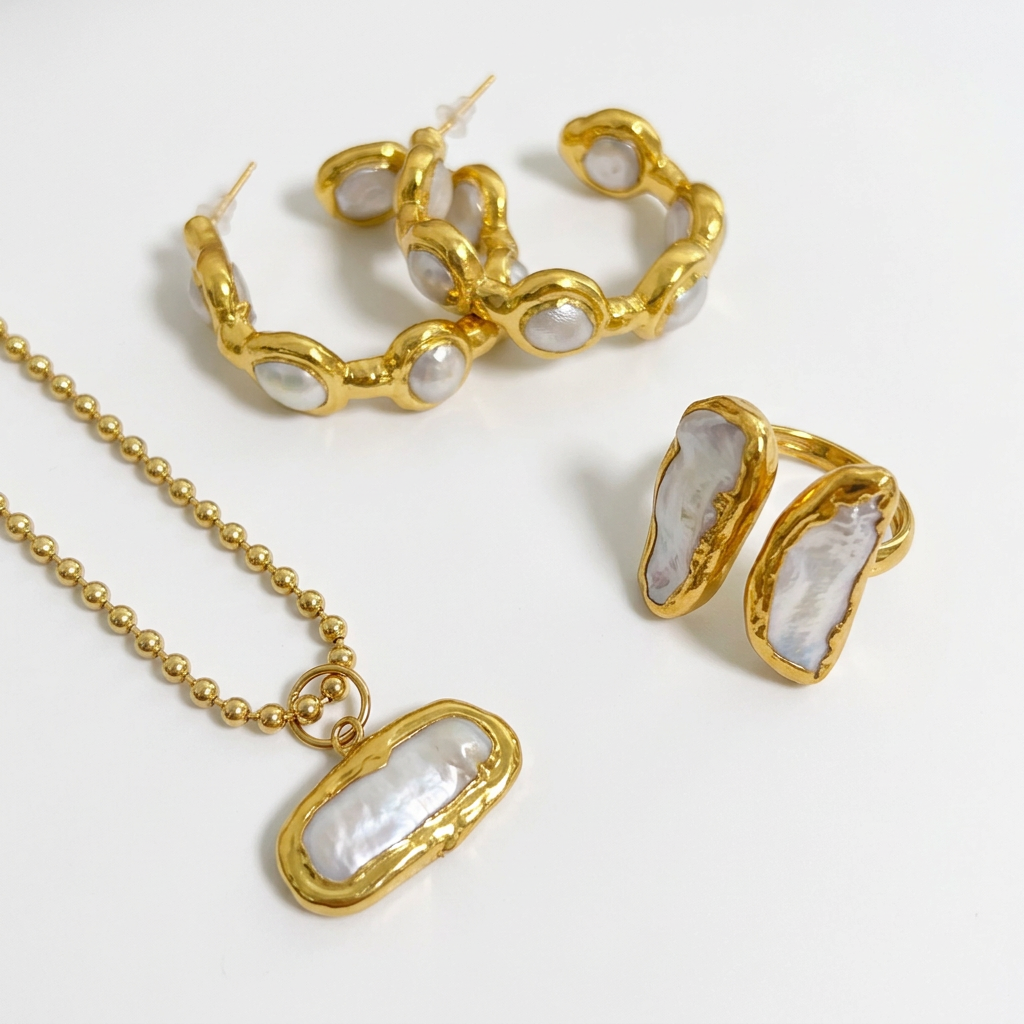 Perla de agua dulce 18k plated