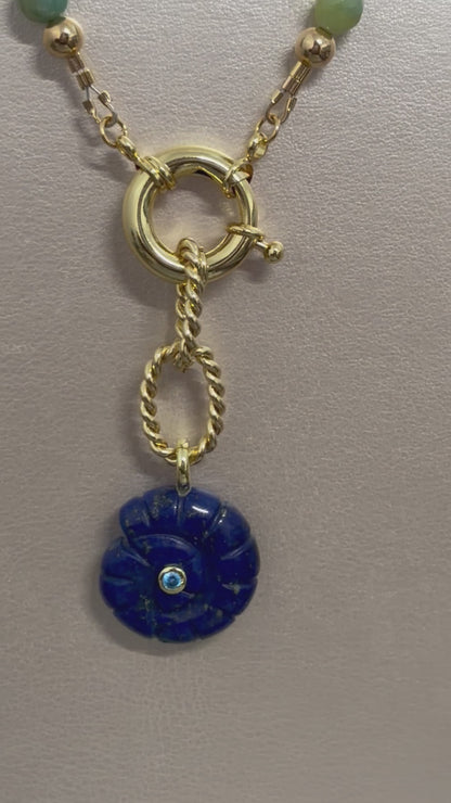 Collar en Agata y focal en lapis